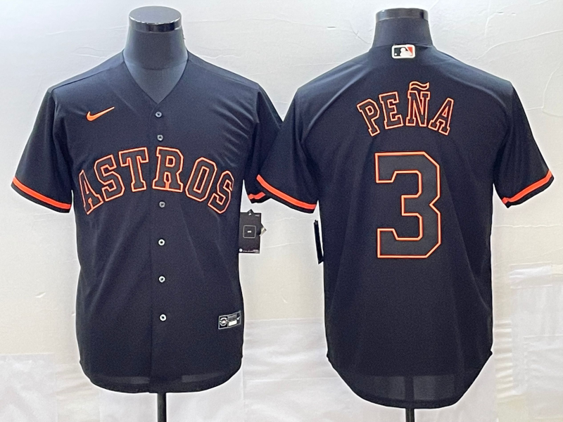 Men's Houston Astros #3 Jeremy Peña Black Cool Base Stitched Jersey